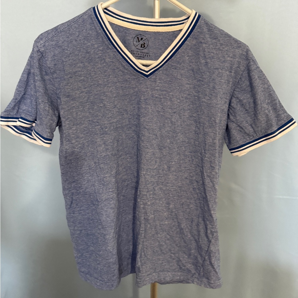Michael Brandon Blue and White Striped T-Shirt